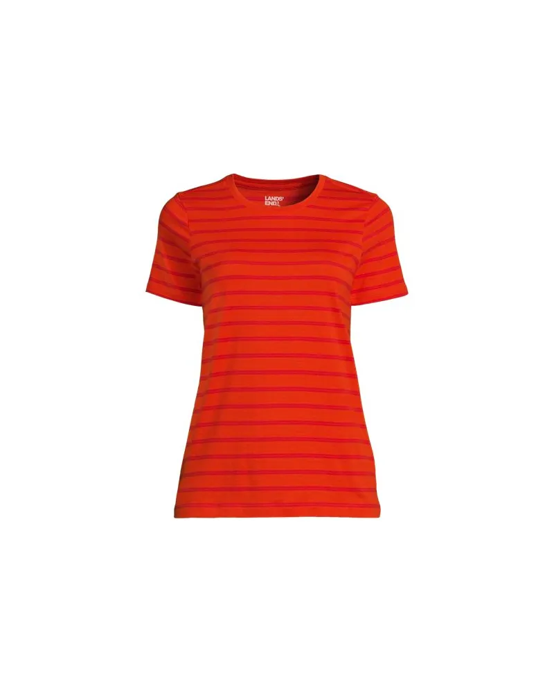 Lands' End Supima Kurzarm-Shirt mit rundem Ausschnitt, Damen, Größe plus, Orange, Baumwolle, by Orange
