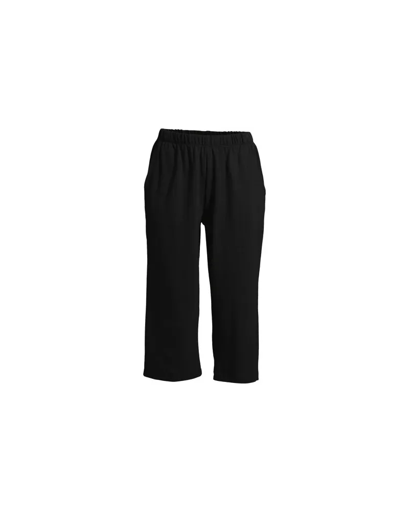 Lands' End Interlock-Caprihose mit Dehnbund, Damen, Größe plus, Schwarz, Baumwolle, by Schwarz