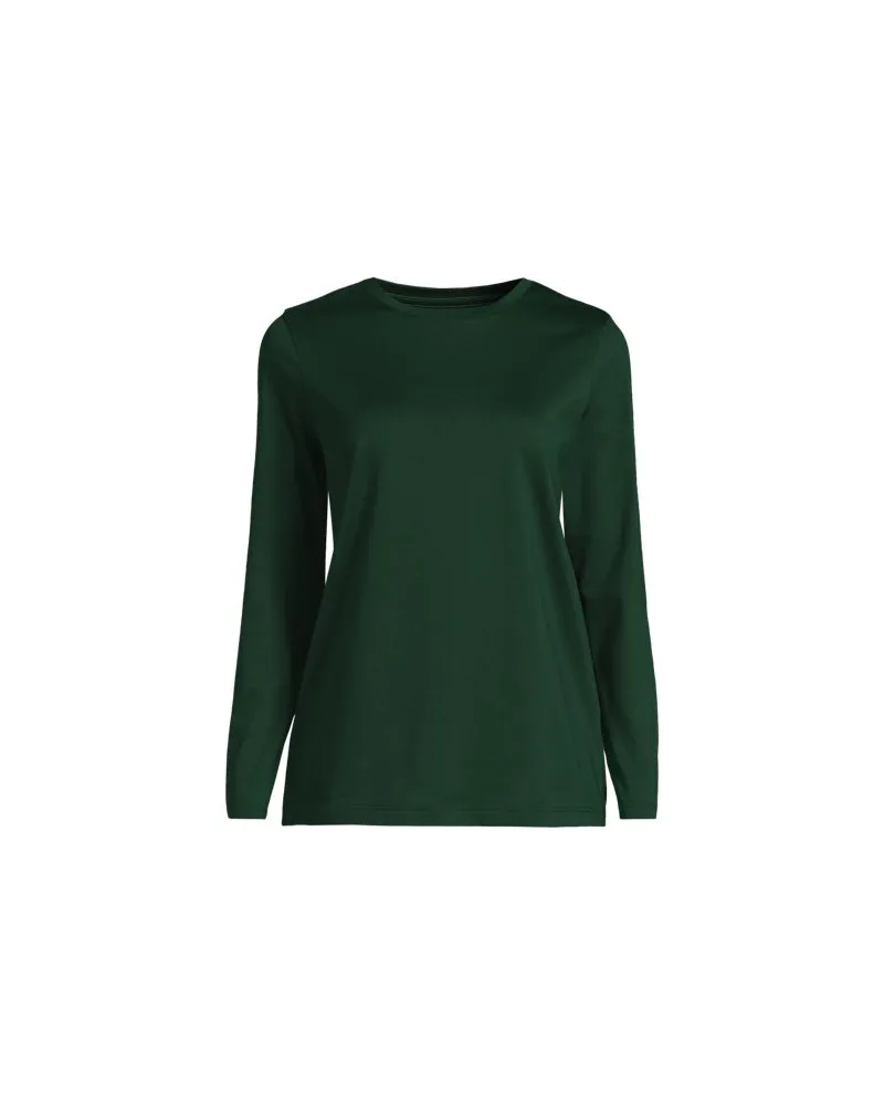 Lands' End Supima-Shirt, Langarm, Damen, Größe plus, Grün, Baumwolle, by Grün