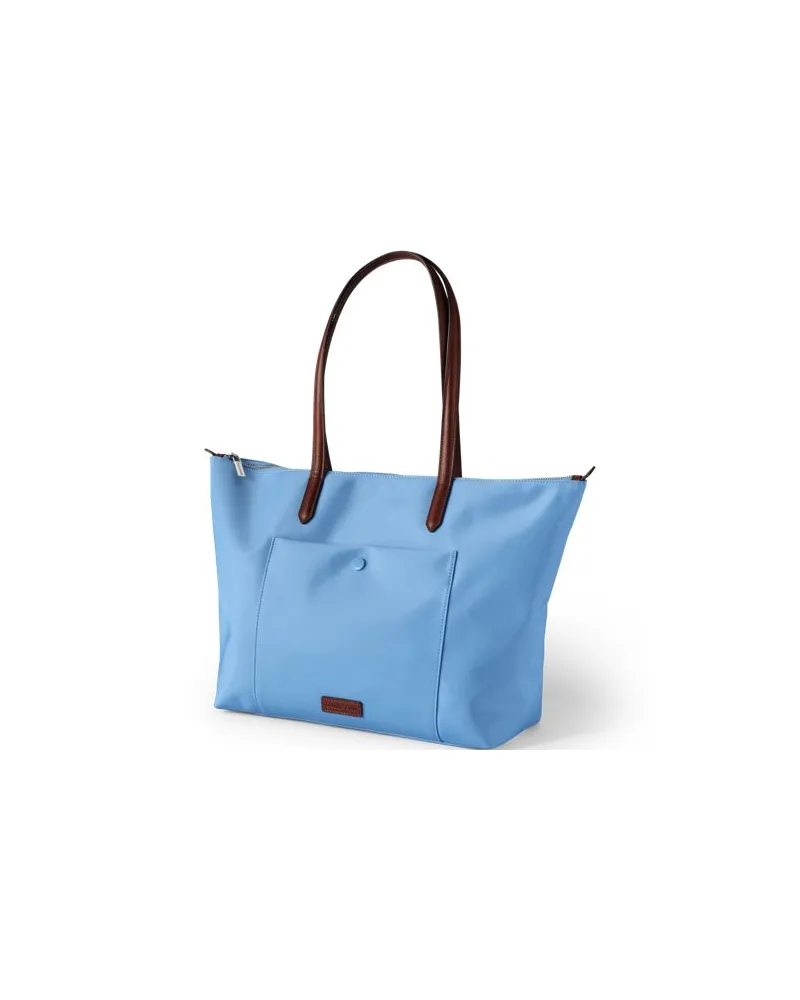 Lands' End Wasserabweisende, verstaubare Shoppertasche, Damen, Größe:null regular, Blau, Nylon/Leder, by Blau