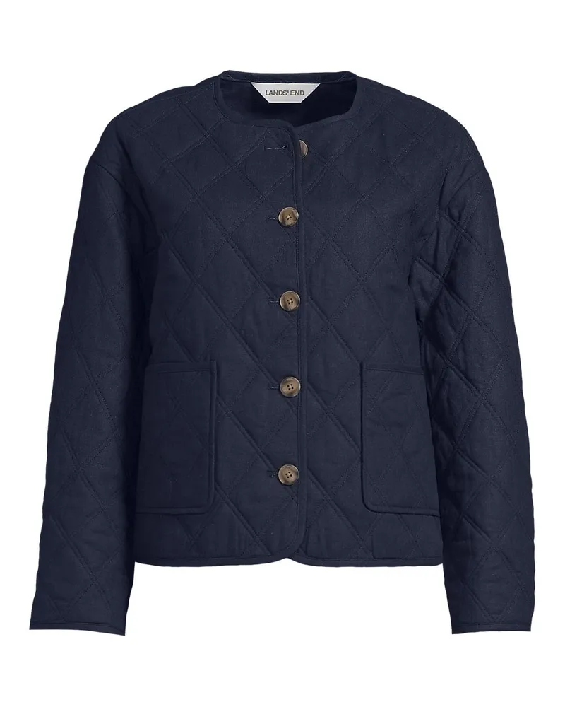 Lands' End Soft Ease Steppjacke aus Leinenmix, Damen, Größe regular, Blau, by Blau