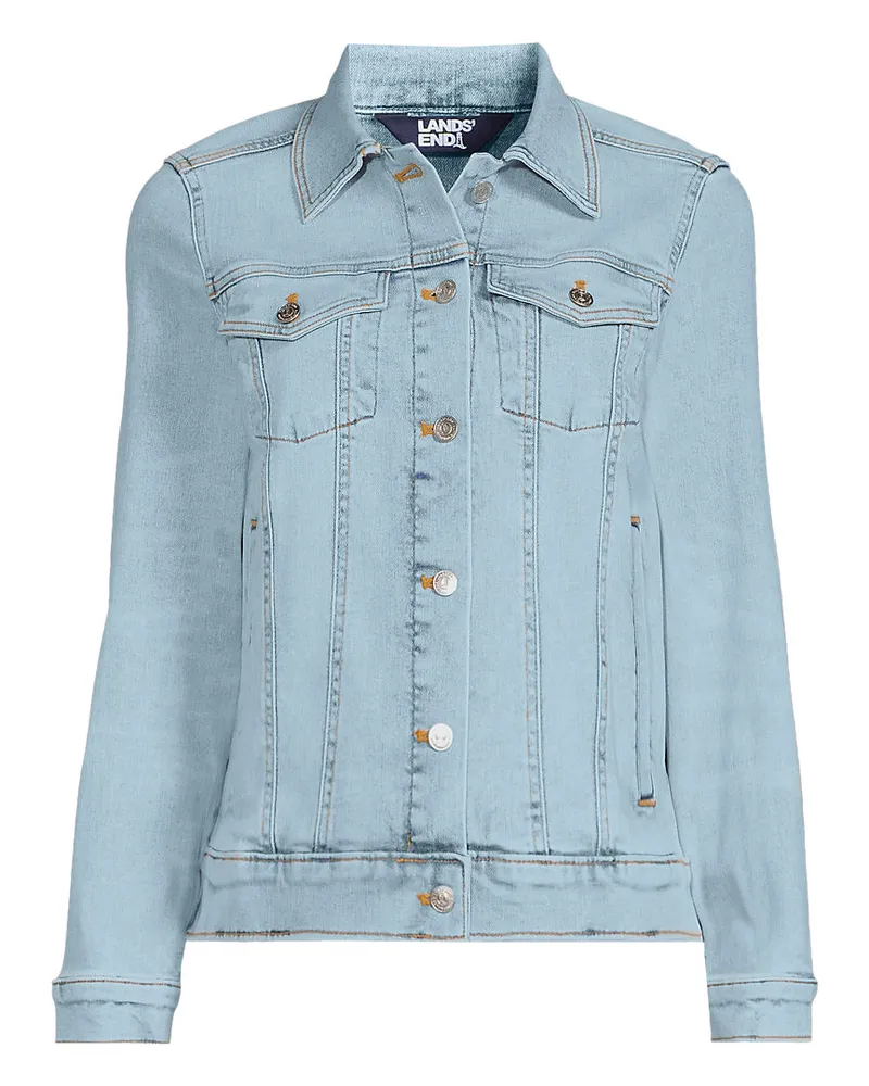 Lands' End Jeansjacke, Damen, Größe plus, Blau, Baumwolle/Elasthan/Polyester, by Blau
