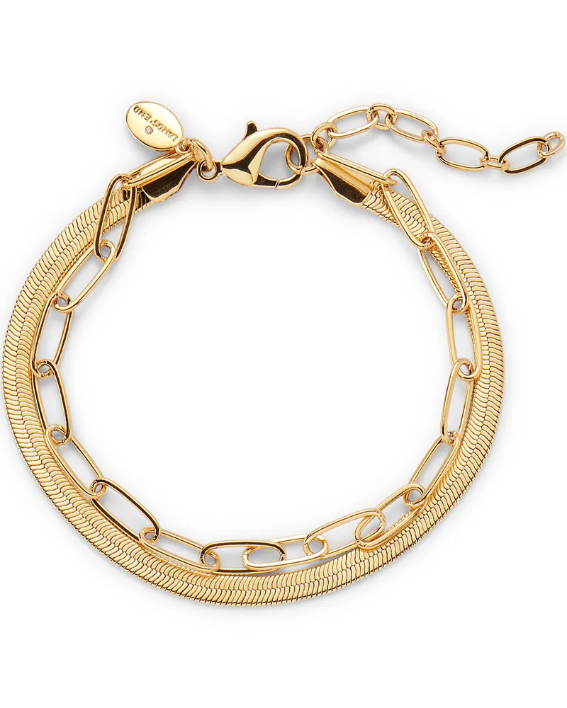Lands' End Wasserfestes Doppelkettenarmband, Damen, Größe:null regular, Gelb, by Gelb