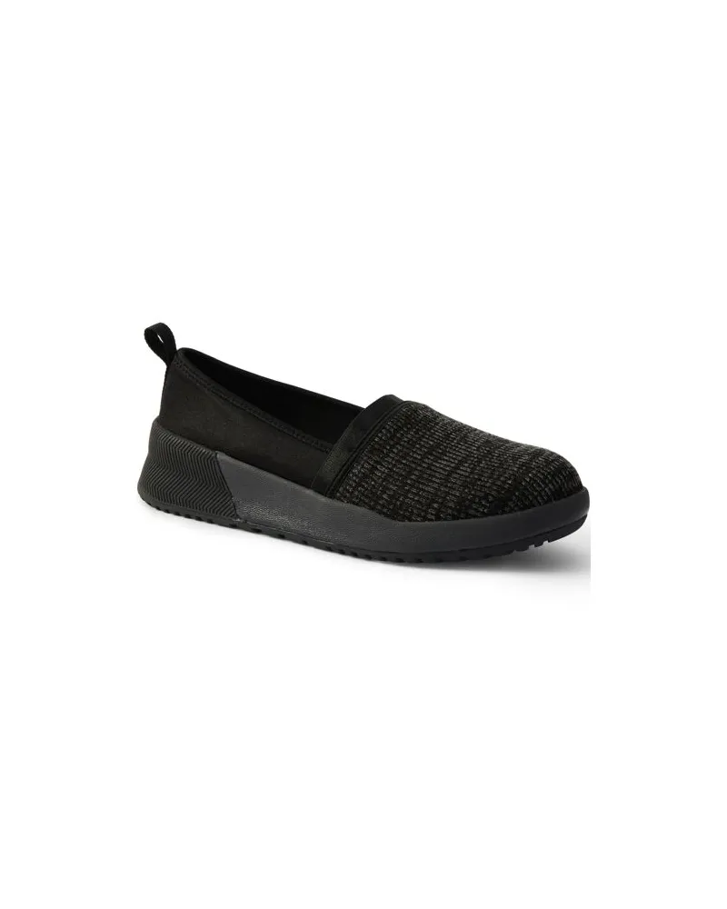 Lands' End Komfort-Stoffschuhe mit Keilabsatz, Damen, Größe regular, Schwarz, Polyester/Gummi, by Schwarz