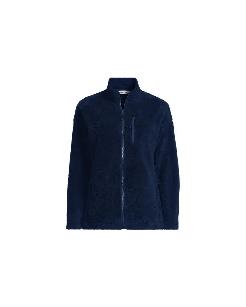 Lands' End Plüschfleece-Jacke, Damen, Größe plus, Blau, Polyester, by Blau