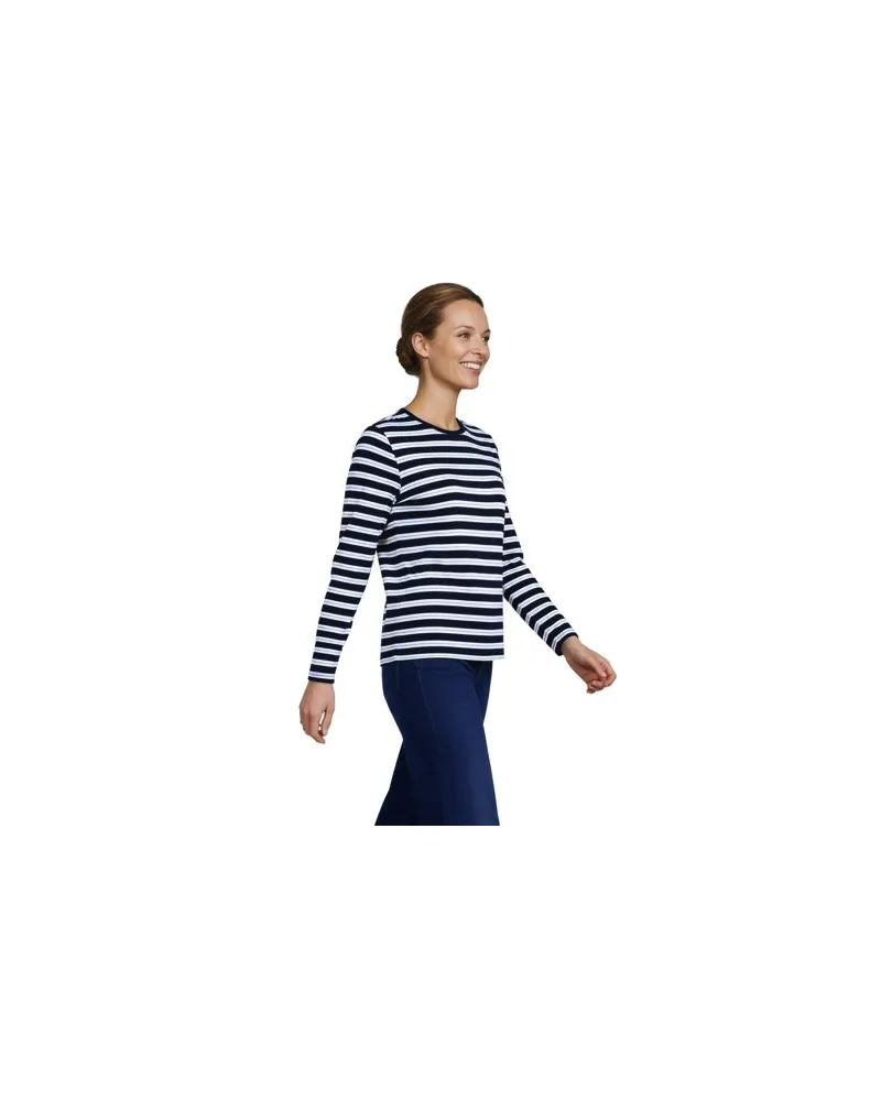 Lands' End Supima-Shirt, Langarm, Damen, Größe:44-46 petite, Blau, Baumwolle, by Blau