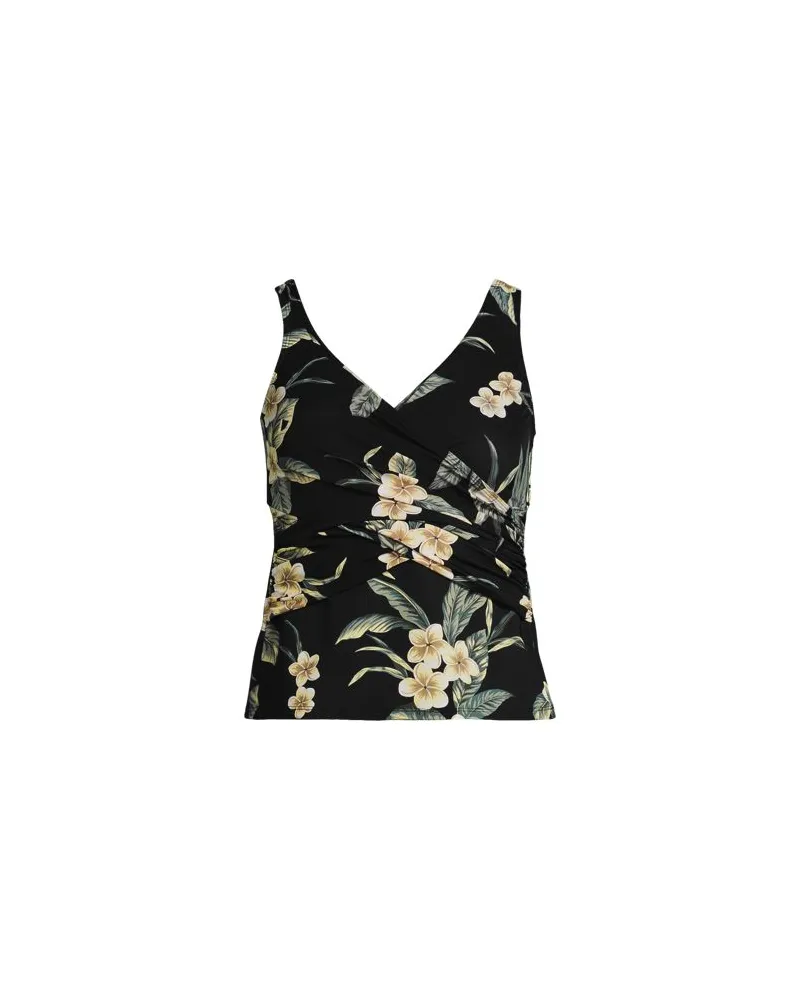 Lands' End Tankini-Top mit Wickelfront Slender, Damen, Größe plus, Schwarz, Elasthan/Nylon-Mischung, by Schwarz