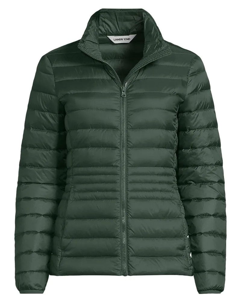 Lands' End Ultraleichte verstaubare Daunenjacke Wanderweight, Damen, Größe plus, Grün, Nylon, by Grün