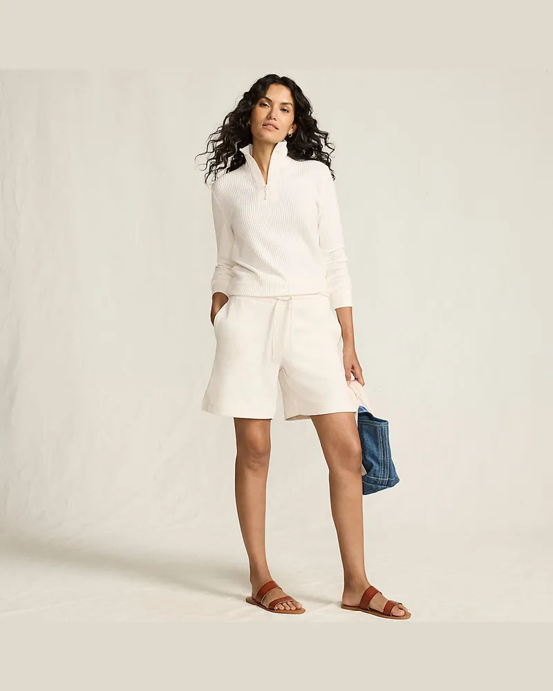 Lands' End Leichte Sweatshorts, Damen, Größe regular, Weiß, by Weiß