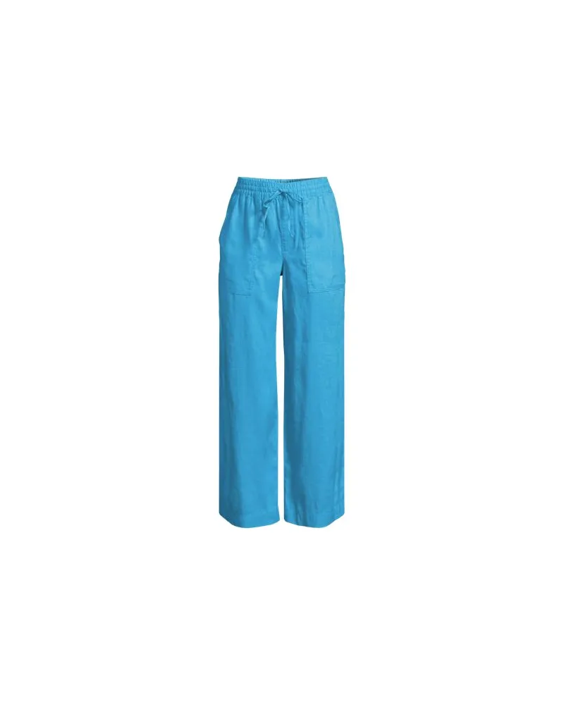 Lands' End Weite 7/8-Leinenhose mit Dehnbund, Damen, Größe:32-34 regular, Blau, Leinen, by Blau