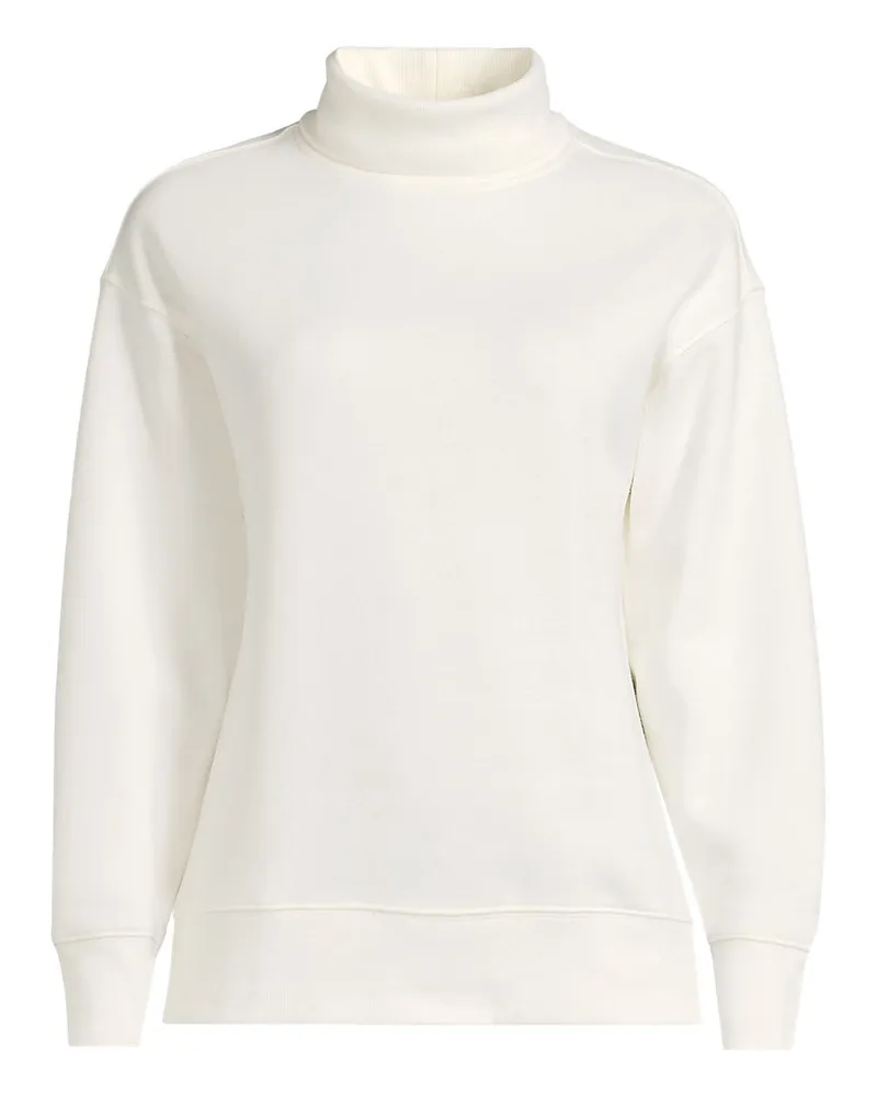 Lands' End Serious Sweats Rollkragenpullover, Damen, Größe plus, Weiß, Baumwoll-Mischung/Polyester-Mischung, by Weiß