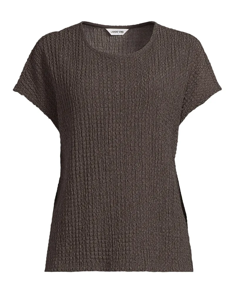 Lands' End Crinkle-Shirt, Damen, Größe petite, Braun, Polyester/Viskose/Polyester-Mischung, by Braun