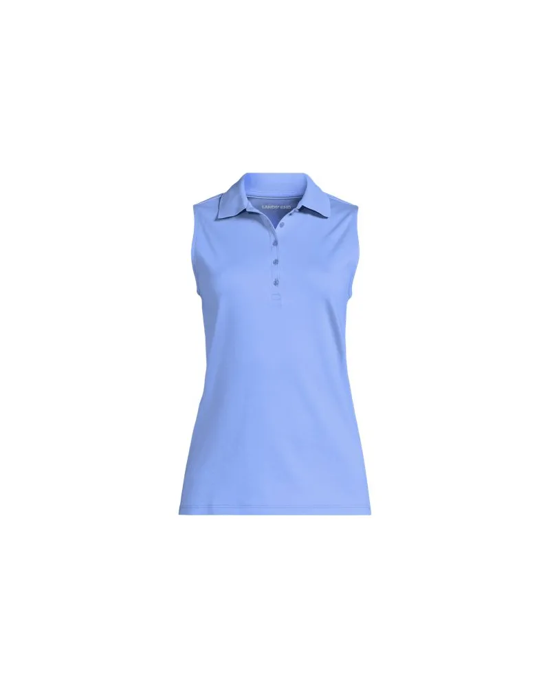 Lands' End Ärmelloses Supima-Poloshirt, Damen, Größe plus, Blau, Baumwolle, by Blau