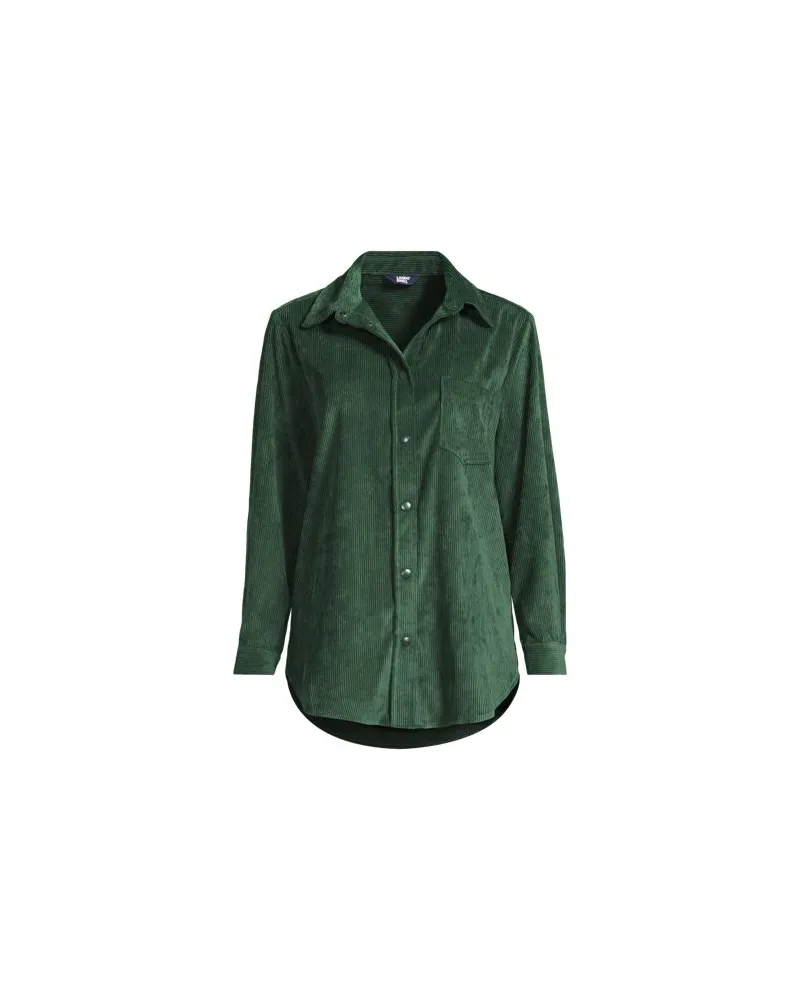 Lands' End Cordbluse, Damen, Größe regular, Grün, by Grün