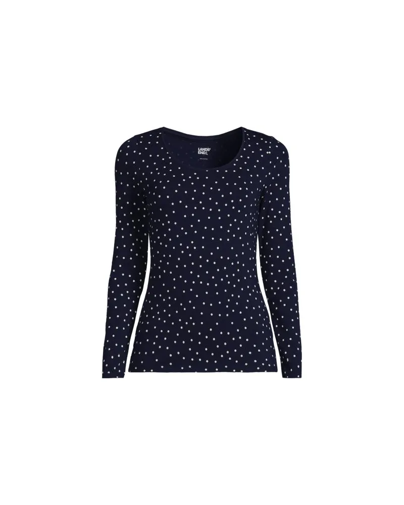 Lands' End Baumwolle/Modal-Shirt mit Ballett-Ausschnitt, Damen, Größe:32-34 regular, Blau, Baumwolle Modal, by Blau
