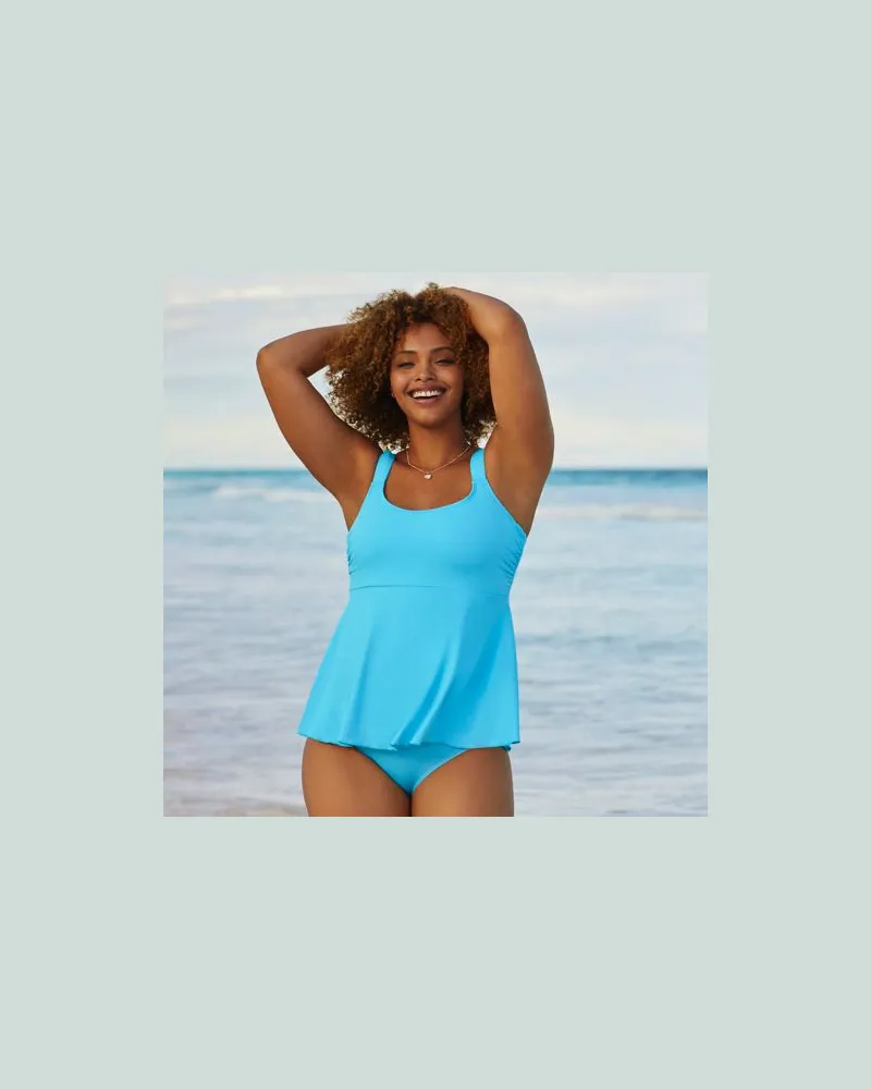 Lands' End Control-Bikinihose High Waist CHLORRESISTENT, Damen, Größe plus, Blau, Elasthan/Nylon-Mischung, by Blau
