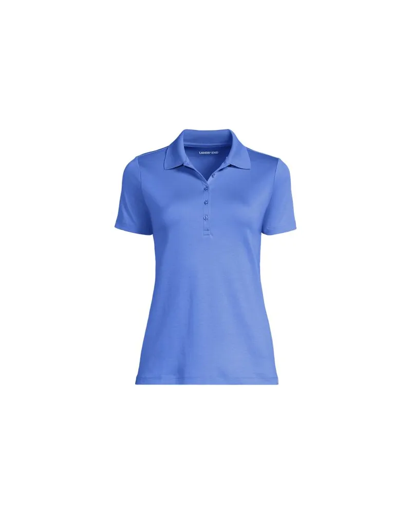 Lands' End Supima-Poloshirt, Damen, Größe:32-34 regular, Blau, Baumwolle, by Blau