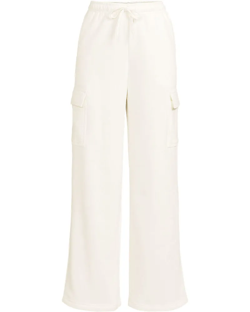 Lands' End Sweat-Cargohose mit weitem Bein SERIOUS SWEATS, Damen, Größe regular, Weiß, Baumwoll-Mischung/Polyester-Mischung, by Weiß