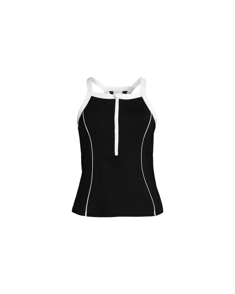 Lands' End Tankinitop mit hohem Ausschnitt, Zipper-Detail, Damen, Größe regular, Schwarz, Elasthan/Nylon-Mischung, by Schwarz