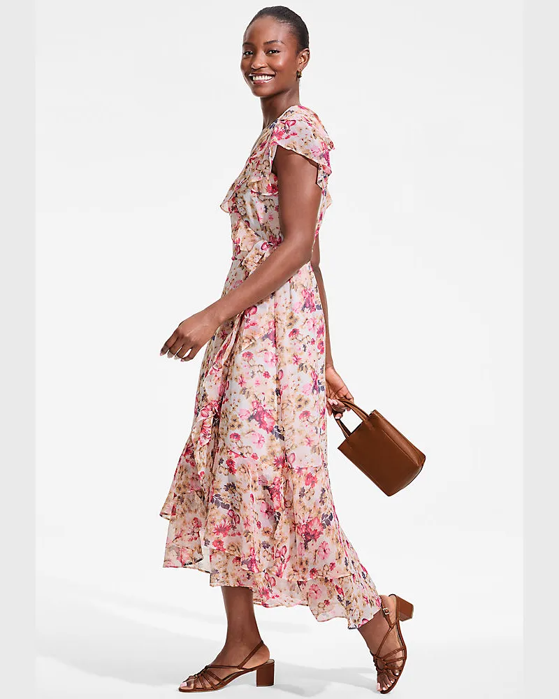 Lands' End Maxi-Wickelkleid aus Chiffon, Damen, Größe regular, Weiß, Polyester, by Weiß