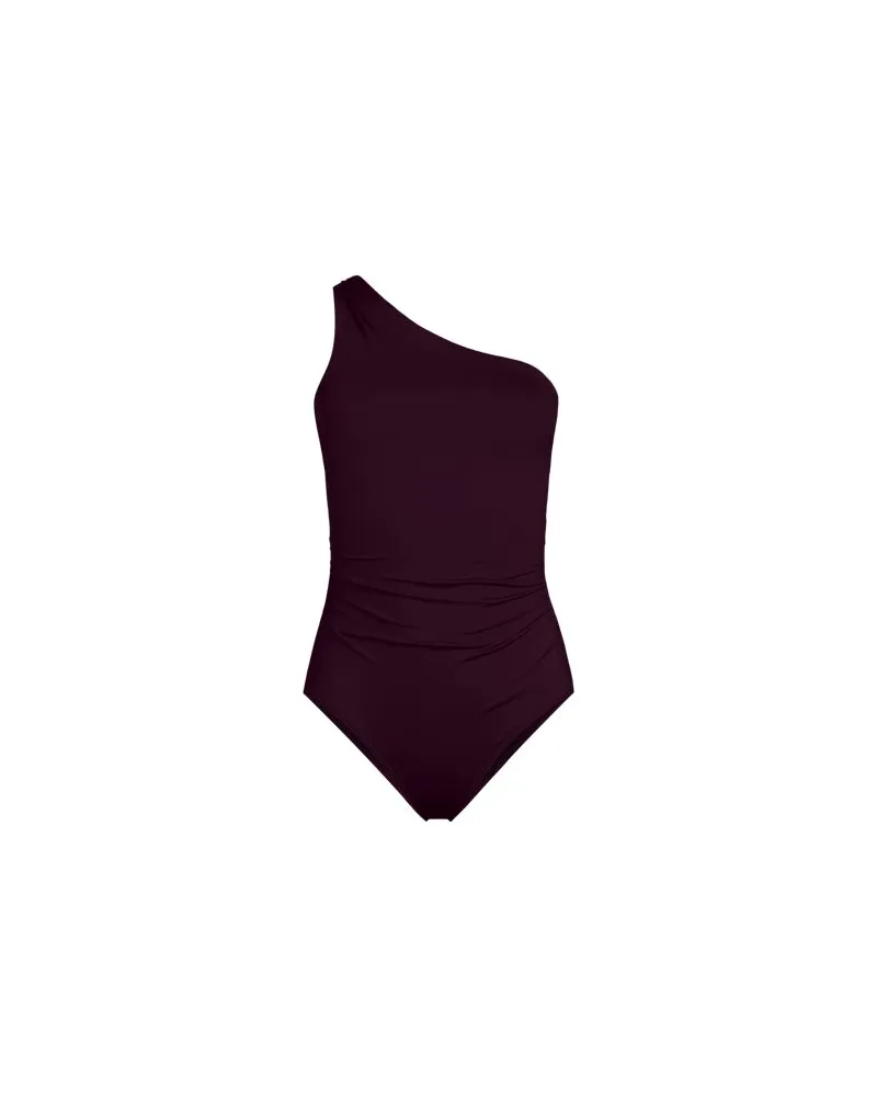 Lands' End Asymmetrischer Badeanzug mit Raffungen, Damen, Größe regular, Lila, Nylon-Mischung, by Lila