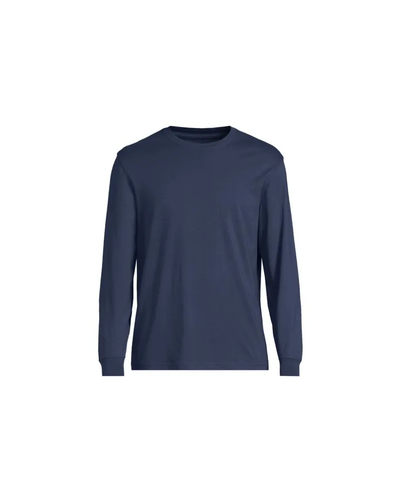 Lands' End Super-T Langarm-Shirt, Classic Fit, Herren, Größe regular, Blau, Baumwolle, by Blau