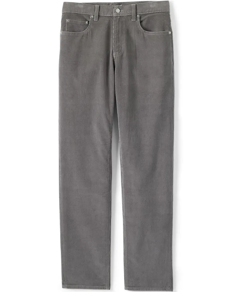Lands' End Cordhose mit Komfortbund, Classic Fit, Herren, Größe regular, Grau, Elasthan/Baumwoll-Mischung, by Grau