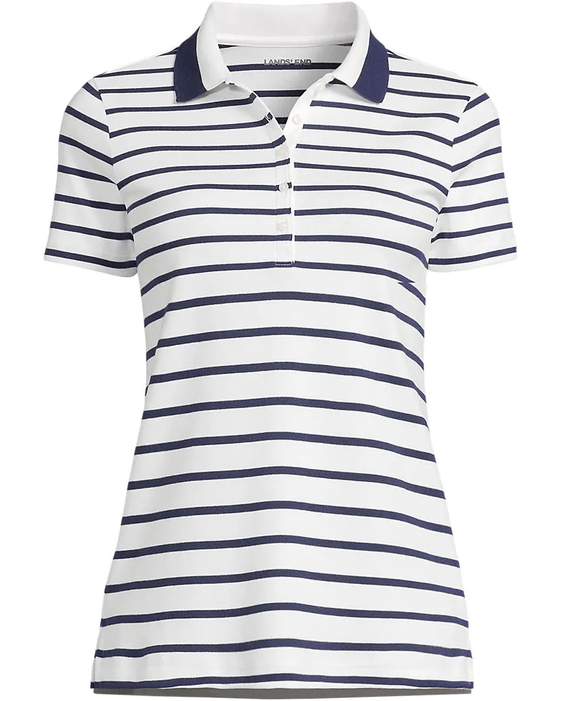 Lands' End Supima-Poloshirt, Damen, Größe regular, Weiß, Baumwolle, by Weiß