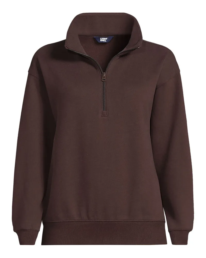 Lands' End Serious Sweats Pullover mit Reißverschluss, Damen, Größe plus, Braun, Baumwoll-Mischung/Polyester-Mischung, by Braun