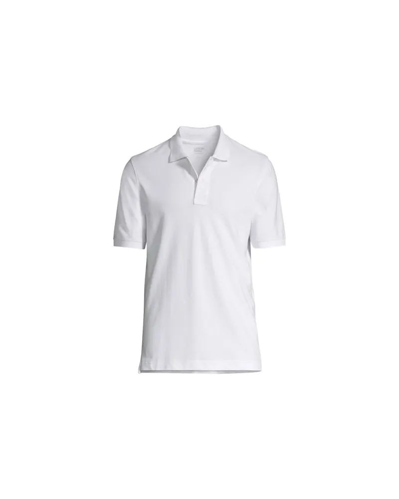 Lands' End Komfort-Piqué-Polo mit Stretch, Classic Fit, Herren, Größe:48-50 regular, Weiß, Baumwolle/Elasthan, by Weiß