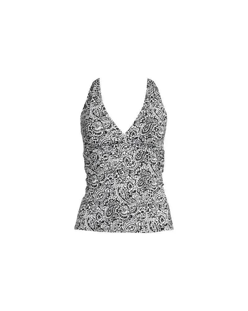 Lands' End Tankinitop mit V-Ausschnitt, Damen, Größe plus, Schwarz, Nylon-Mischung, by Schwarz