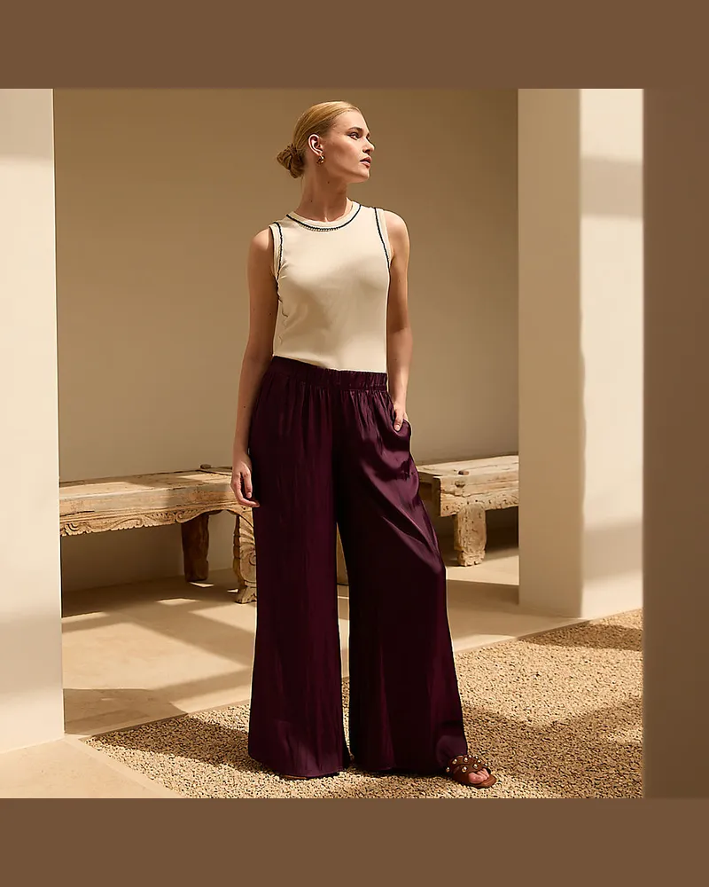 Lands' End Fließende Palazzohose, Damen, Größe petite, Rot, Polyester, by Rot
