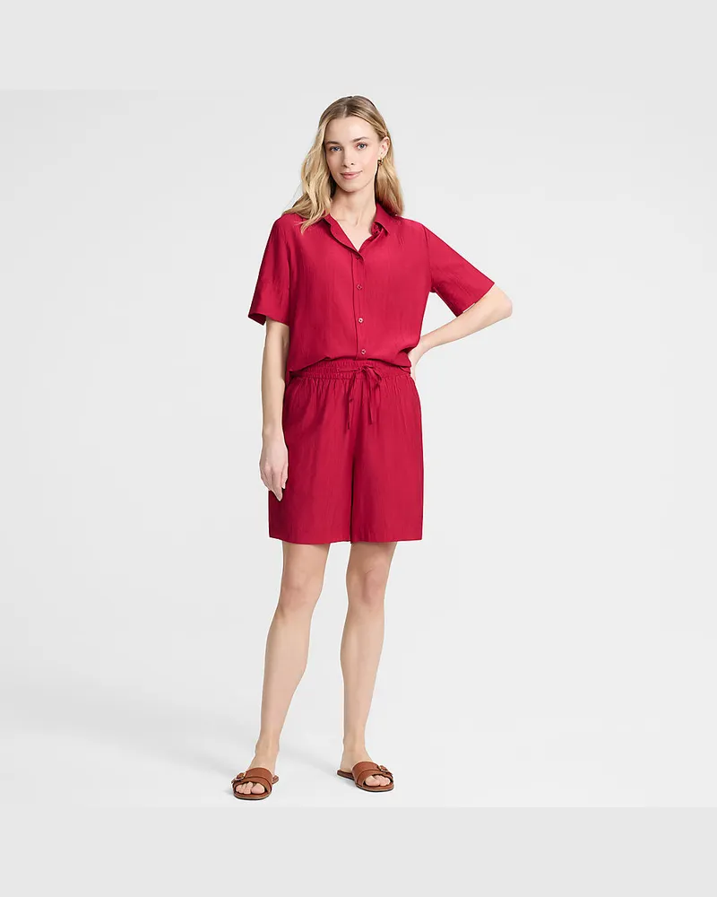 Lands' End Schlupfshorts Ready to Go mit Bändchenzug, Damen, Größe regular, Rot, Nylon/Viskose, by Rot