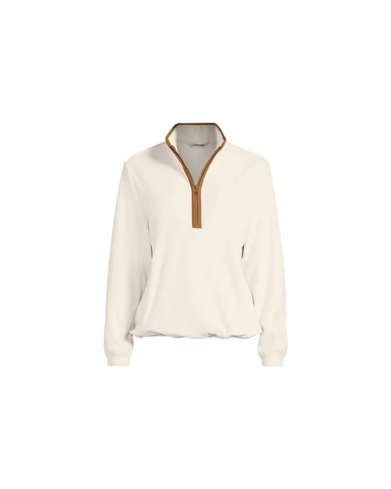 Lands' End Anyweather Fleece-Pullover mit Reißverschluss, Damen, Größe:44-46 regular, Weiß, Polyester, by Weiß