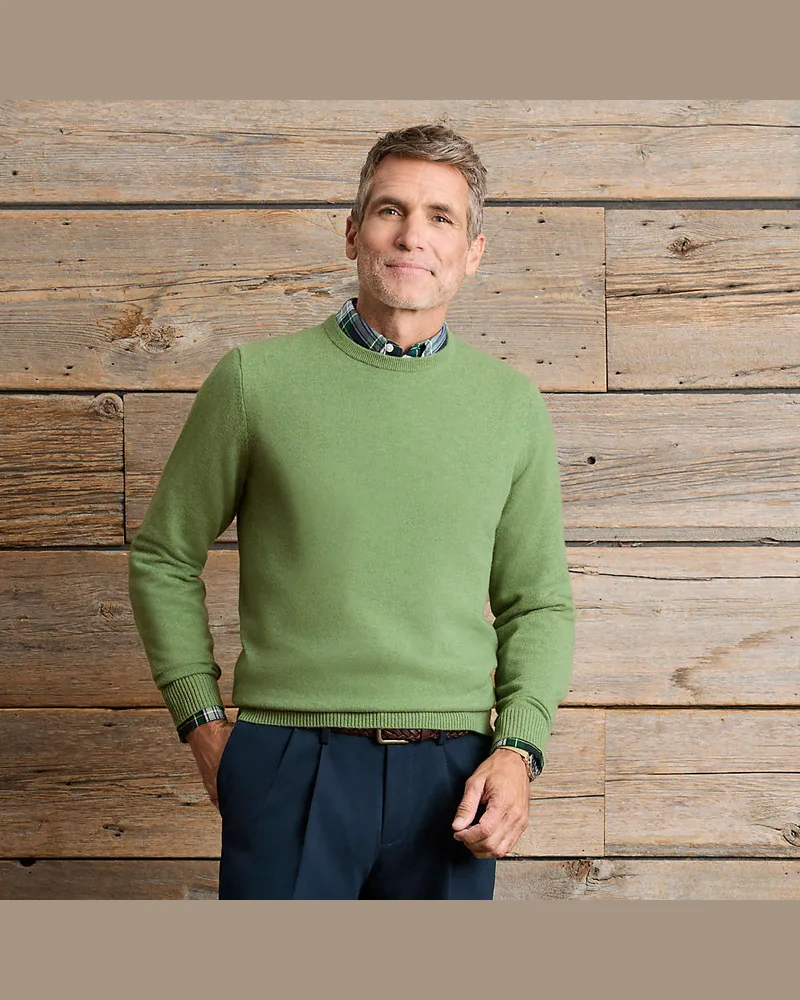 Lands' End Kaschmirpullover mit rundem Ausschnitt, Herren, GrÃ¶ÃŸe regular, GrÃ¼n, Kaschmir, by Grã¼n