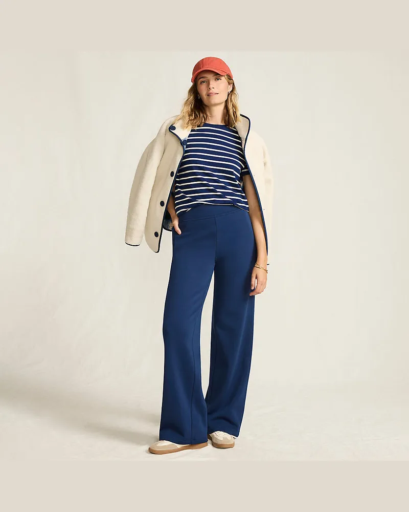 Lands' End Serious Sweats Straight Fit Thermohose, Damen, Größe petite, Blau, Baumwoll-Mischung/Polyester-Mischung, by Blau