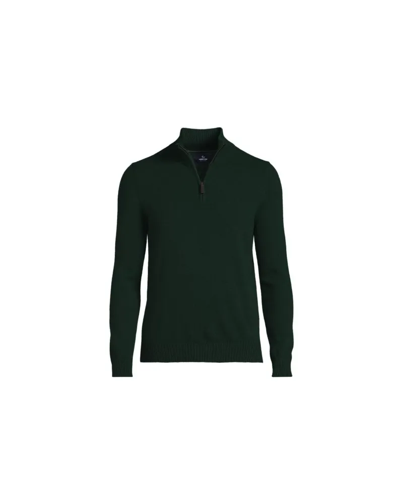 Lands' End Kaschmir-Pullover in Troyerform, Herren, Größe:52-54 regular, Grün, Kaschmir, by Grün