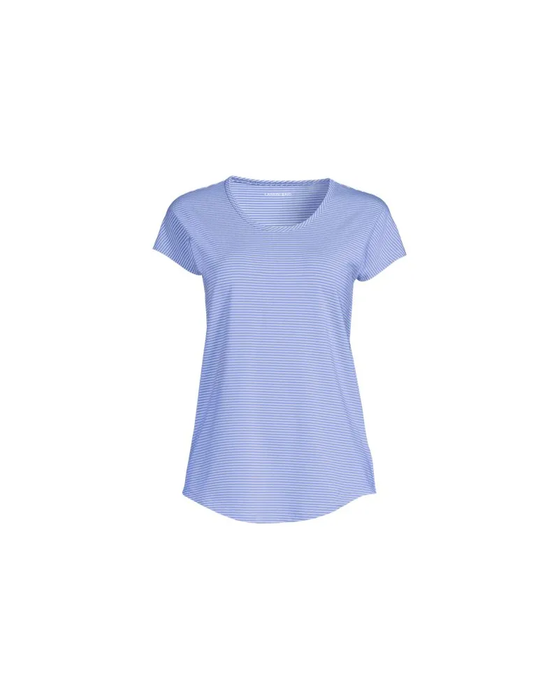 Lands' End Shirt aus Baumwolle/Modal-Mix mit Ballett-Ausschnitt, Damen, Größe petite, Blau, Baumwolle Modal, by Blau