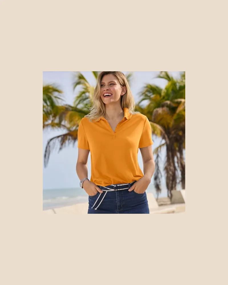 Lands' End Supima-Poloshirt, Damen, Größe:40-42 regular, Orange, Baumwolle, by Orange