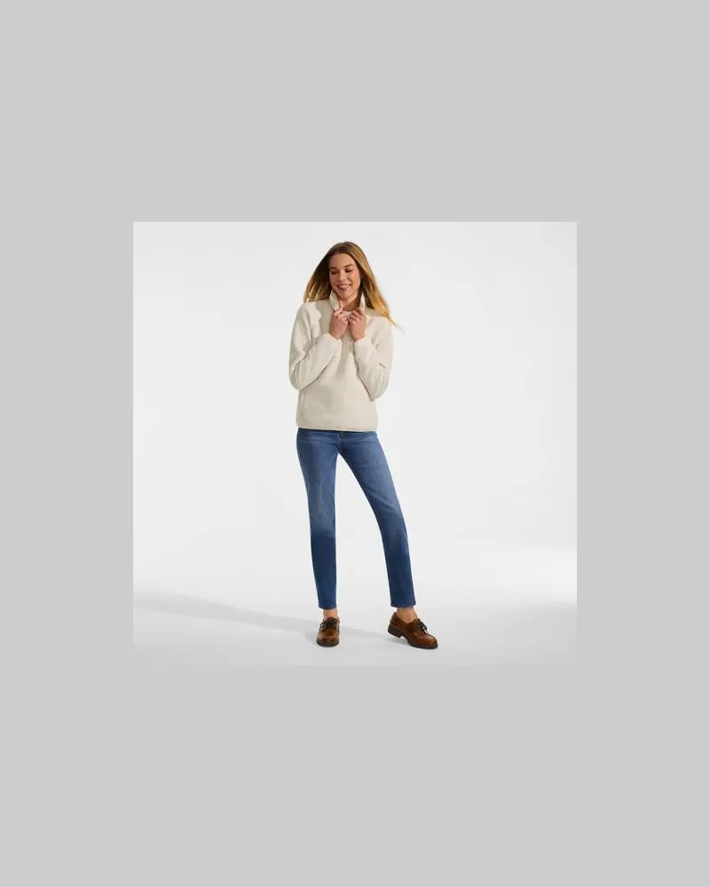 Lands' End Teddy-Pullover mit Druckknopf-Leiste, Damen, Größe regular, Weiß, by Weiß