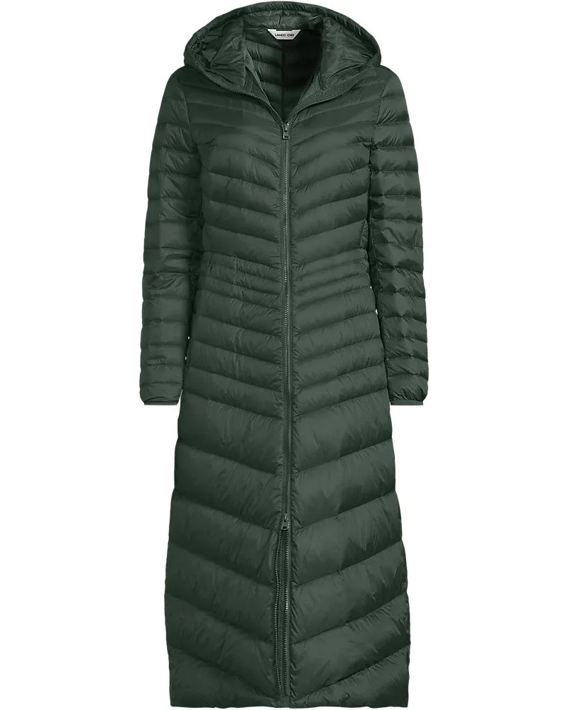 Lands' End Ultraleichter Maxi-Daunenmantel mit Kapuze WANDERWEIGHT, Damen, Größe petite, Grün, Nylon/Daunen, by Grün
