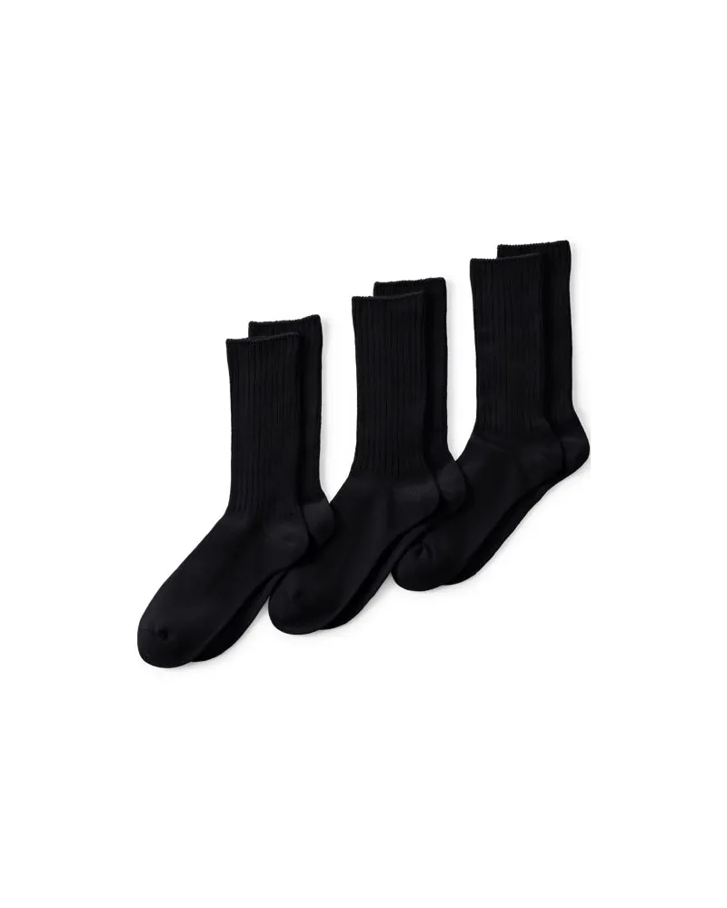 Lands' End Crew-Socken im 3er-Pack, Herren, Größe regular, Schwarz, Elasthan/Baumwoll-Mischung/Polyester-Mischung, by Schwarz