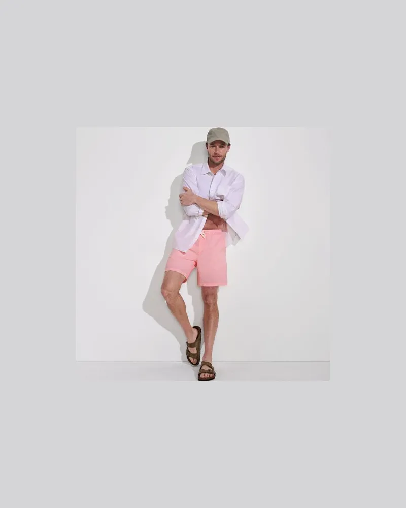 Lands' End Seersucker-Badeshorts mit Hydroliner, 18 cm, Herren, Größe:56-58 regular, Orange, Elasthan/Polyester-Mischung, by Orange