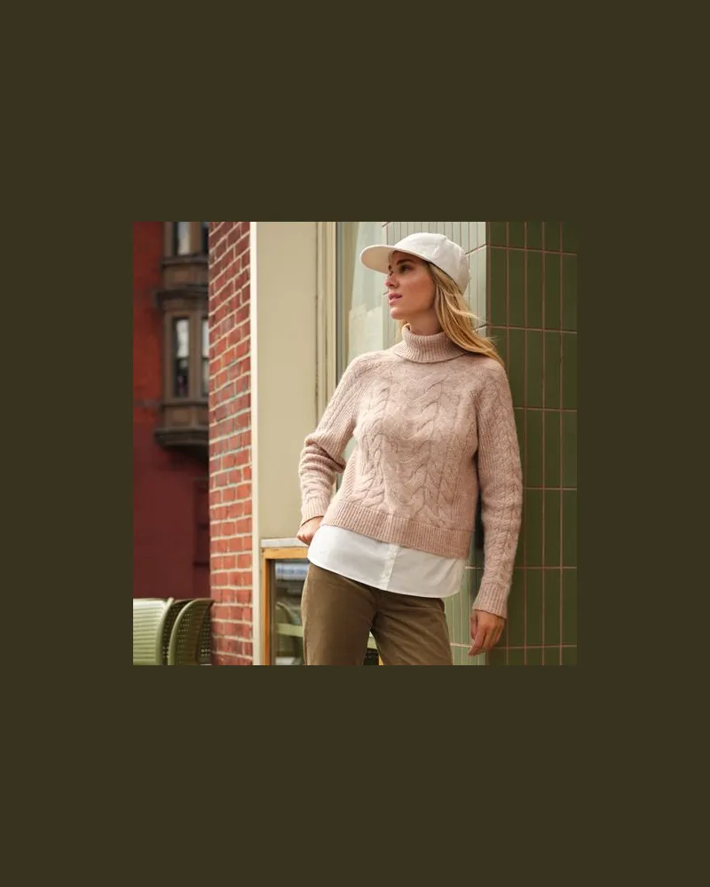 Lands' End Rollkragenpullover im Lagenlook, Damen, Größe:40-42 petite, Beige, Baumwolle/Wolle/Polyester, by Beige