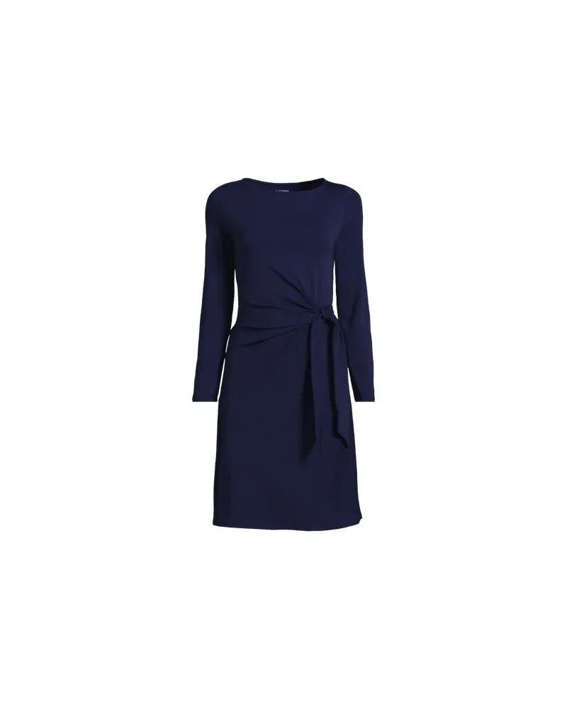 Lands' End Baumwolle/Modal-Kleid mit Zierschleife, Damen, Größe regular, Blau, Baumwolle Modal, by Blau
