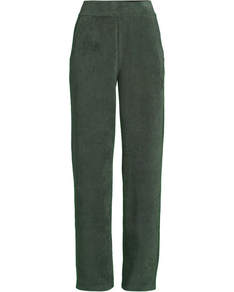 Lands' End Strickcord-Hose Straight Fit, Damen, Größe regular, Grün, Elasthan/Baumwoll-Mischung/Polyester-Mischung, by Grün