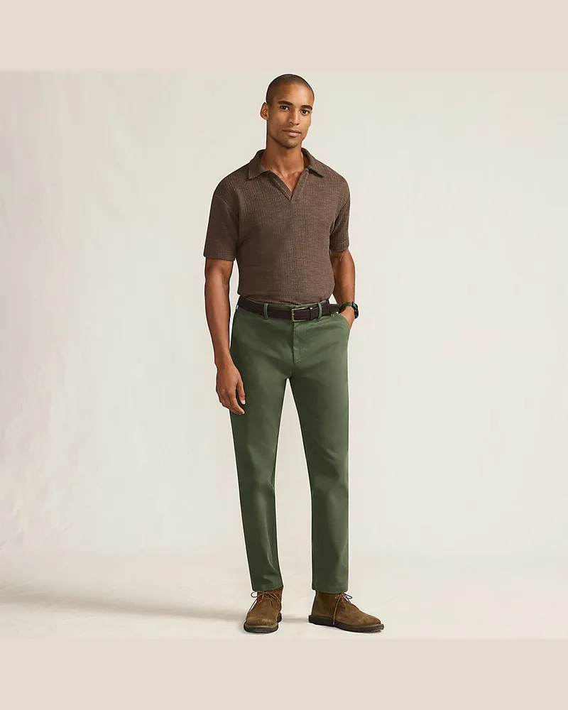 Lands' End Straight Fit Chinos mit Textur, Herren, Größe regular, Grün, Baumwolle/Baumwoll-Mischung, by Grün