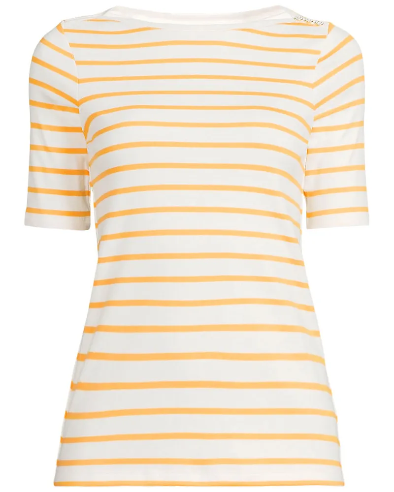 Lands' End Supima-Shirt aus Baumwolle mit U-Boot-Ausschnitt, Damen, Größe plus, Weiß, Baumwolle, by Weiß