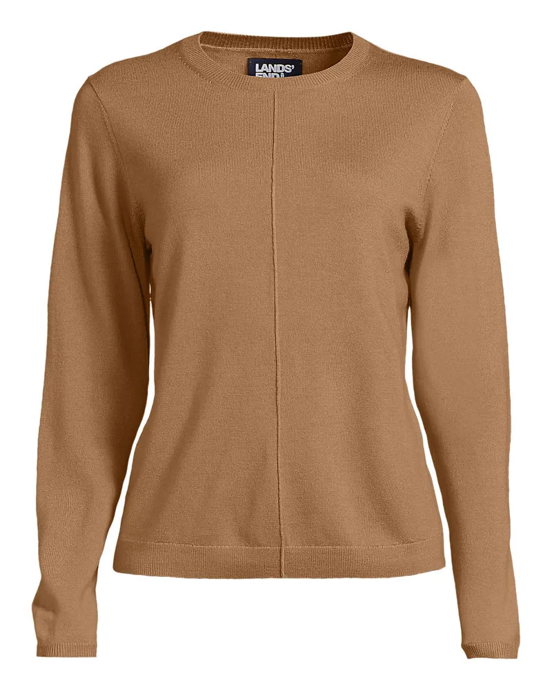 Lands' End Merino-Pullover, Damen, Größe regular, Beige, Wolle, by Beige