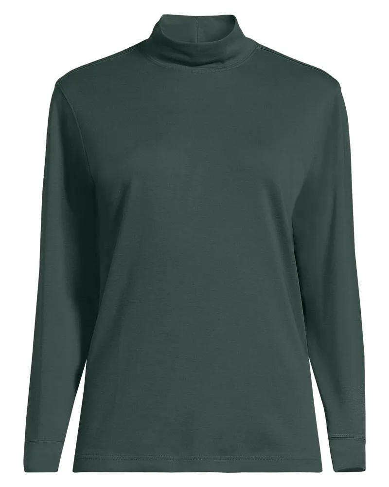 Lands' End Stehkragen-Shirt, Damen, Größe plus, Grün, Baumwolle, by Grün